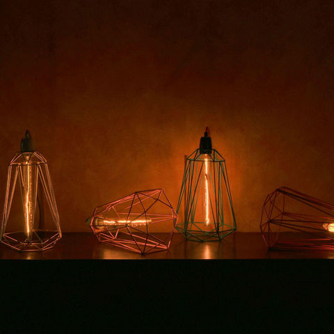 Filament Style - Lámpara colgante-Filament Style-DIAMOND 5 - Suspension Or câble Noir Ø21cm | Lampe
